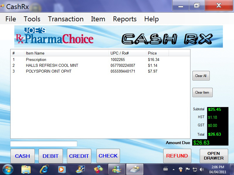 CashRx Point of Sale System for Pharmacies